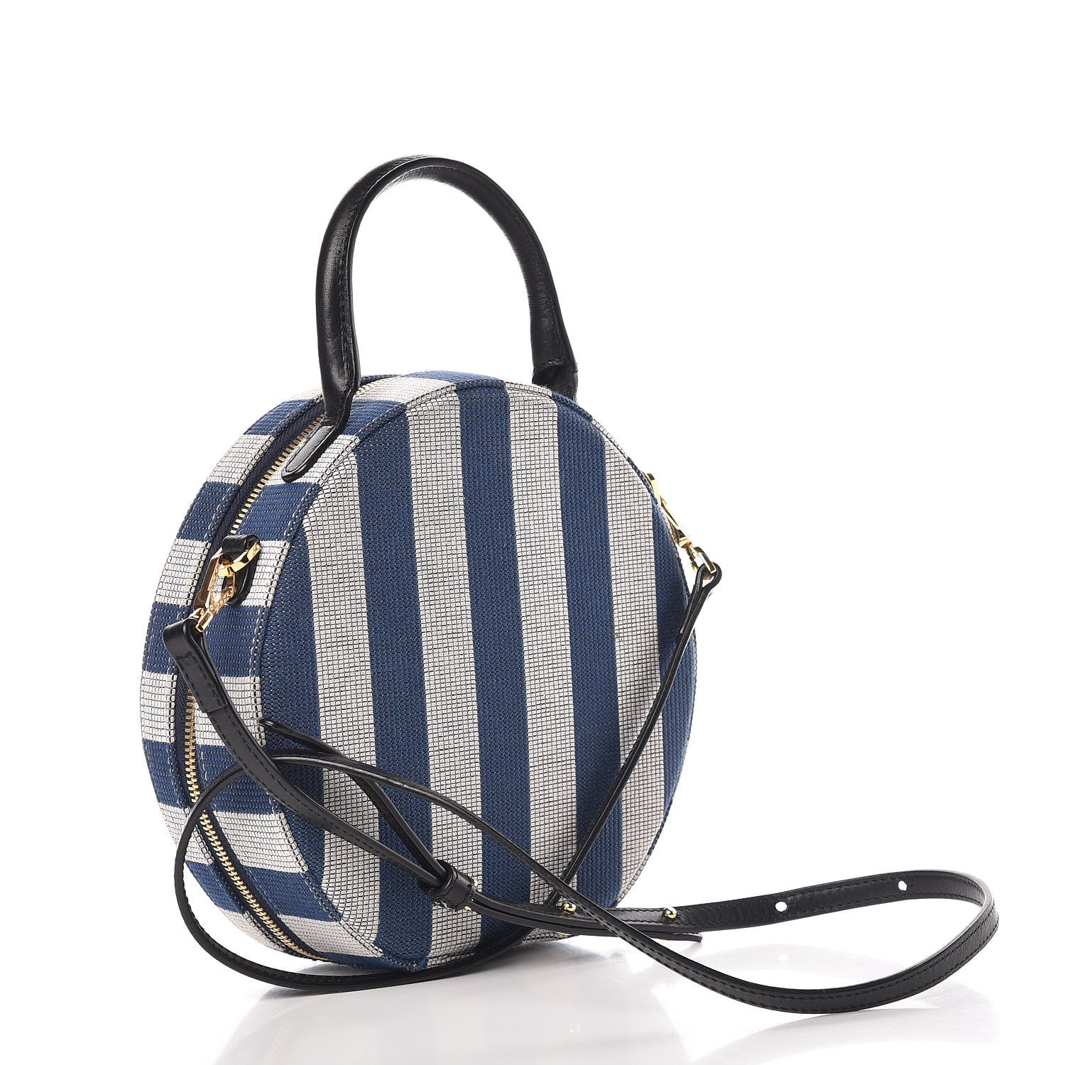 Mansur Gavriel Canvas Stripe Circle Crossbody Blue White 3 of 12