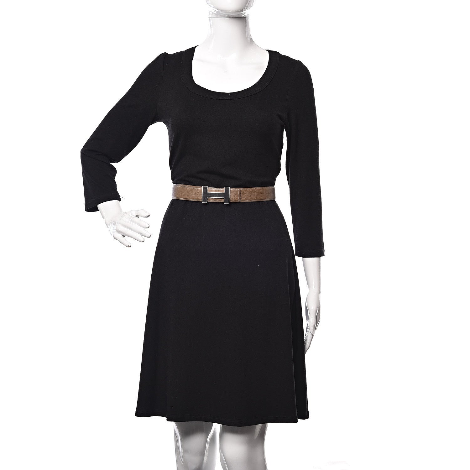 Hermes Box Togo 32mm Quizz H Belt 80 Etoupe Black 2 of 7