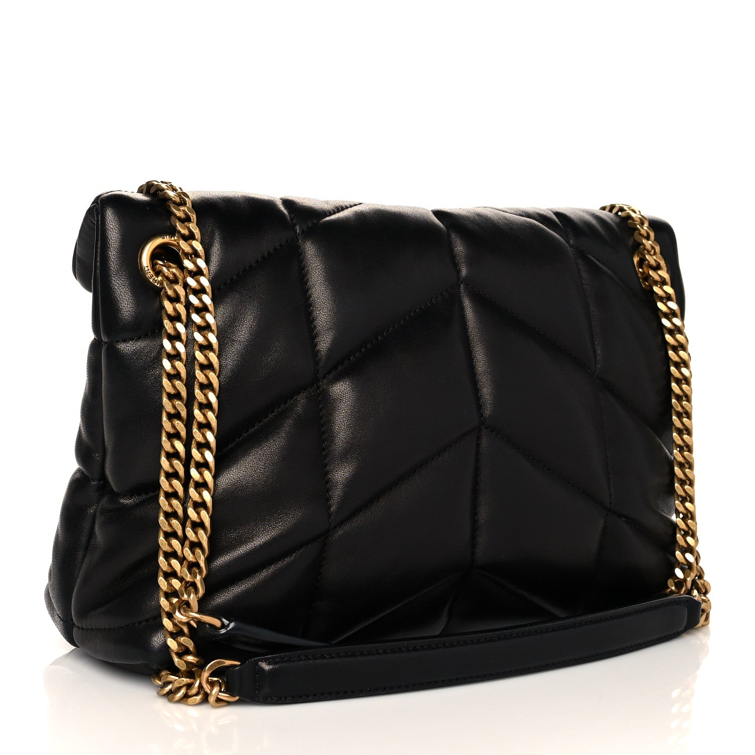 Saint Laurent Lambskin Quilted Small Loulou Puffer Monogram Chain Satchel Black 3 of 11