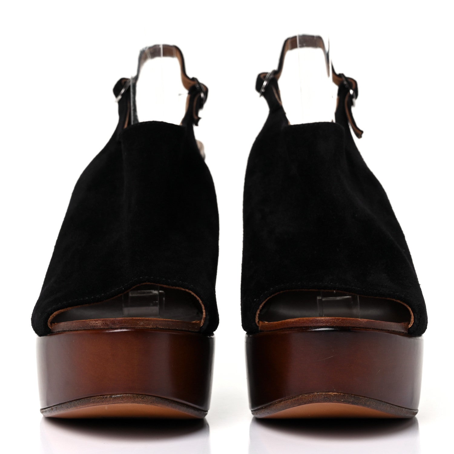 Chanel Suede CC Wood Clogs 41 Brown Black 2 of 8