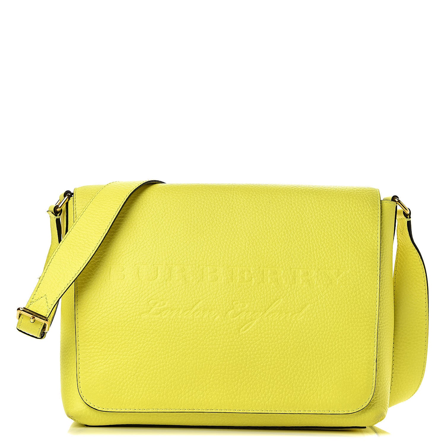 Burberry Signature Grain Small Burleigh Crossbody Bag Neon Yellow 1 of 18