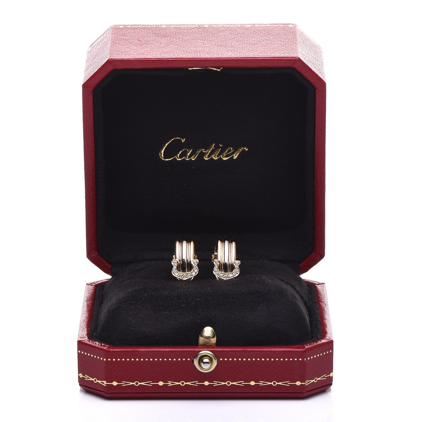 18K Yellow White Pink Gold Diamond C De Earrings
