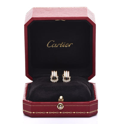 Cartier 18K Yellow White Pink Gold Diamond C De Earrings 5 of 5