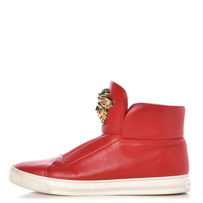 Versace Mens Calfskin Palazzo Idol High Top Sneakers 44 Red 1 of 16