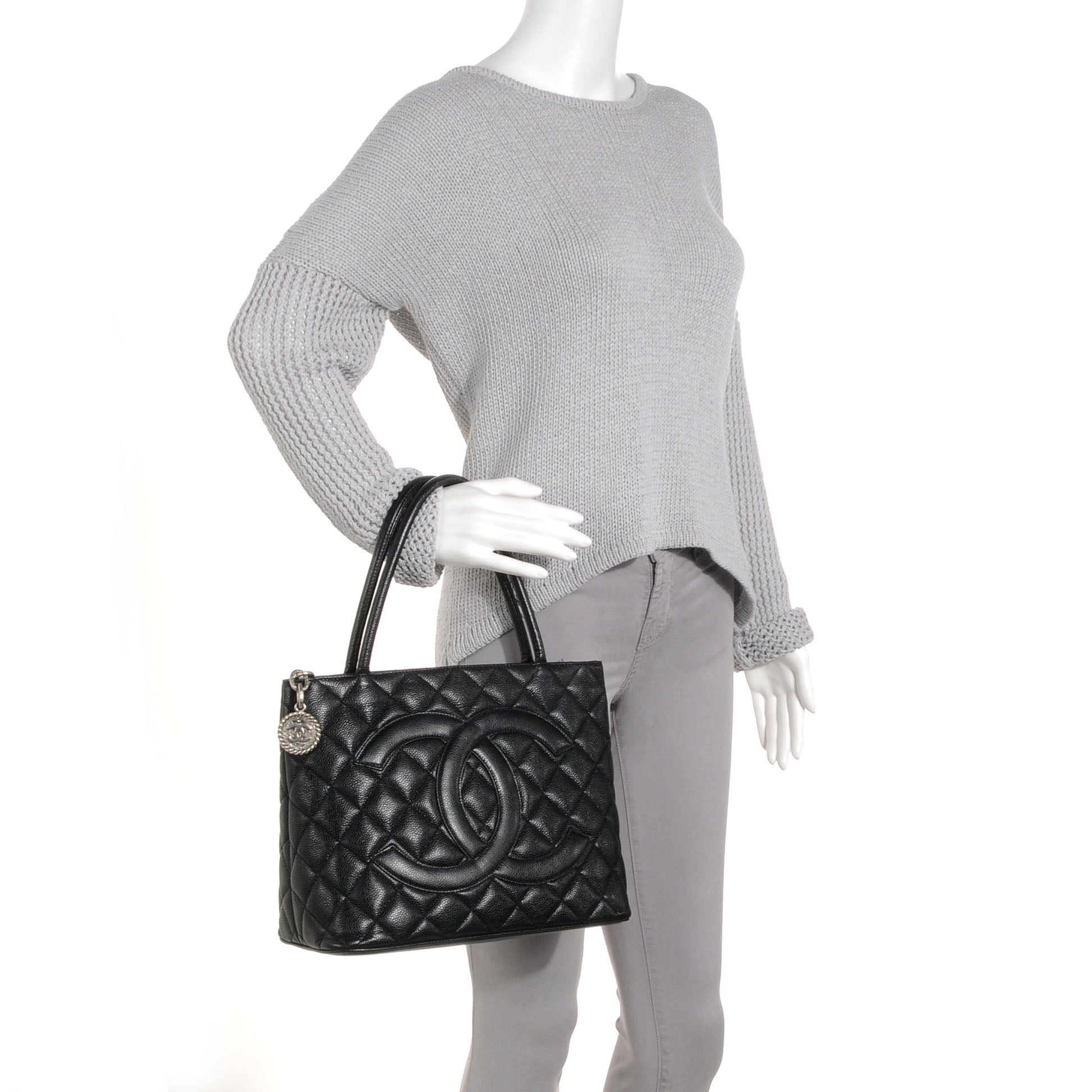 Chanel Caviar Quilted Medallion Tote Black 2 of 14