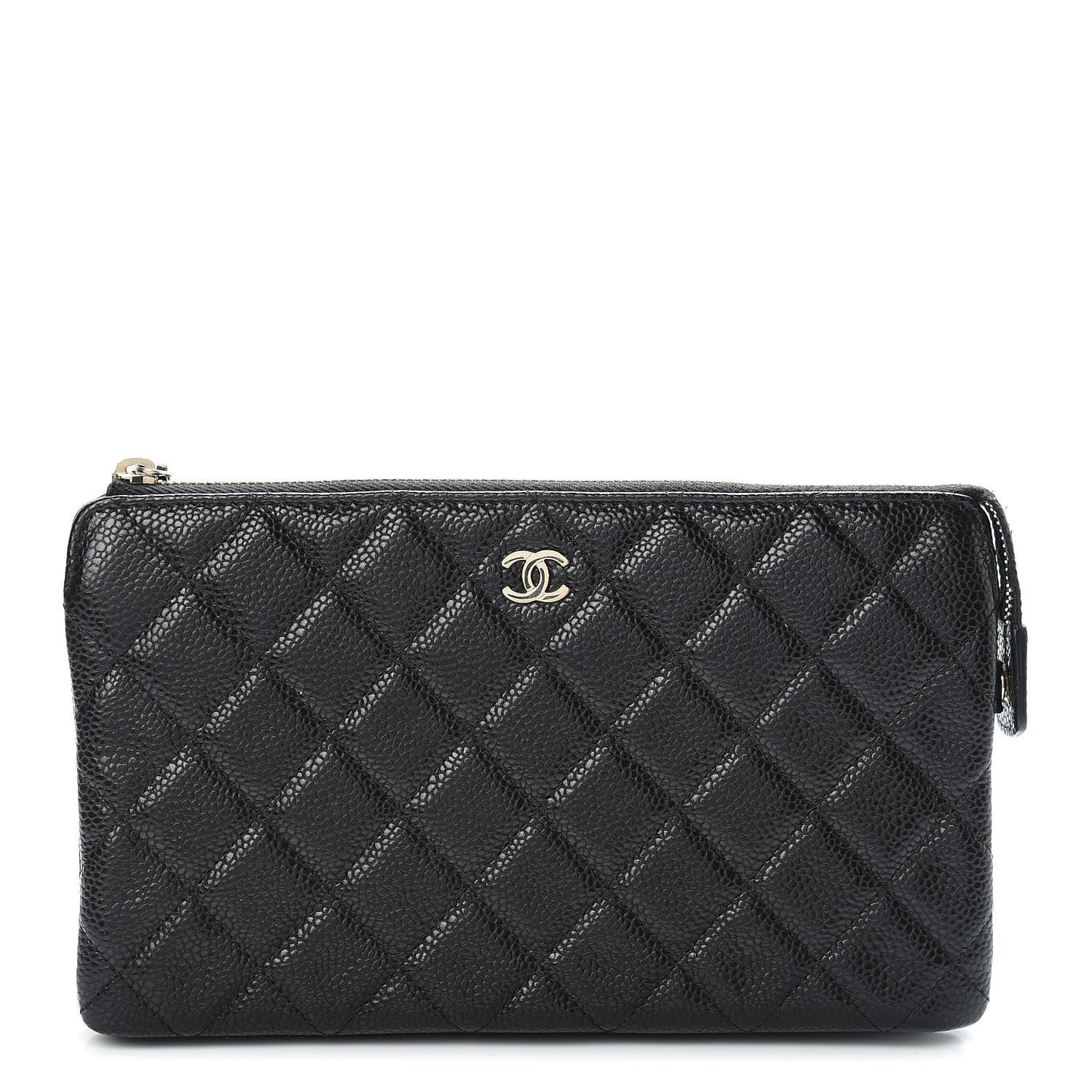 Caviar Quilted Small Zipped Pouch Black