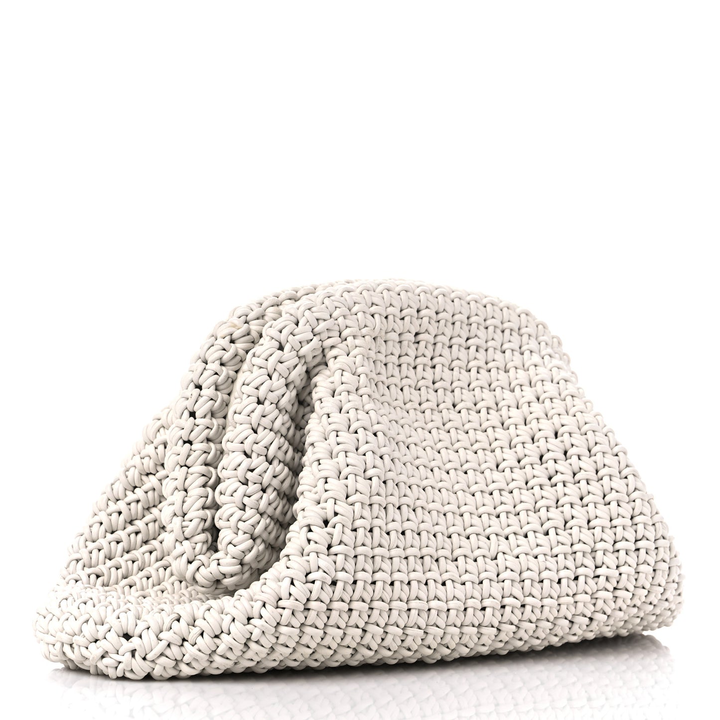 Calfskin Crochet Medium The Pouch Clutch Bianco
