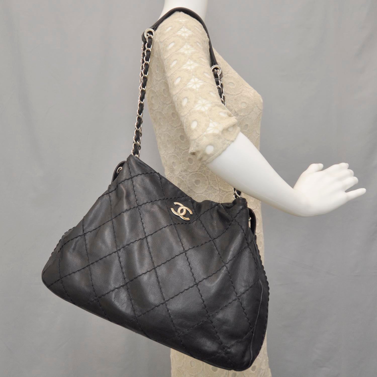 Chanel Lambskin Expandable Stitched Tote Black 2 of 11