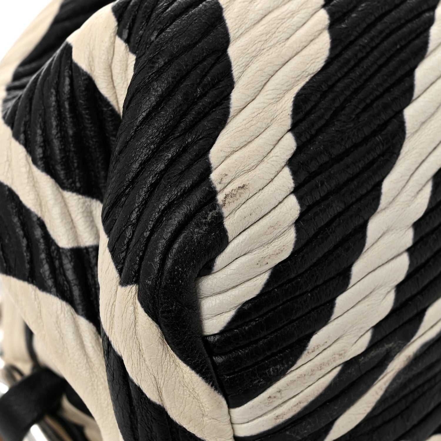 Bottega Veneta Nappa Zebra Print The Pouch Chain White Black 11 of 11