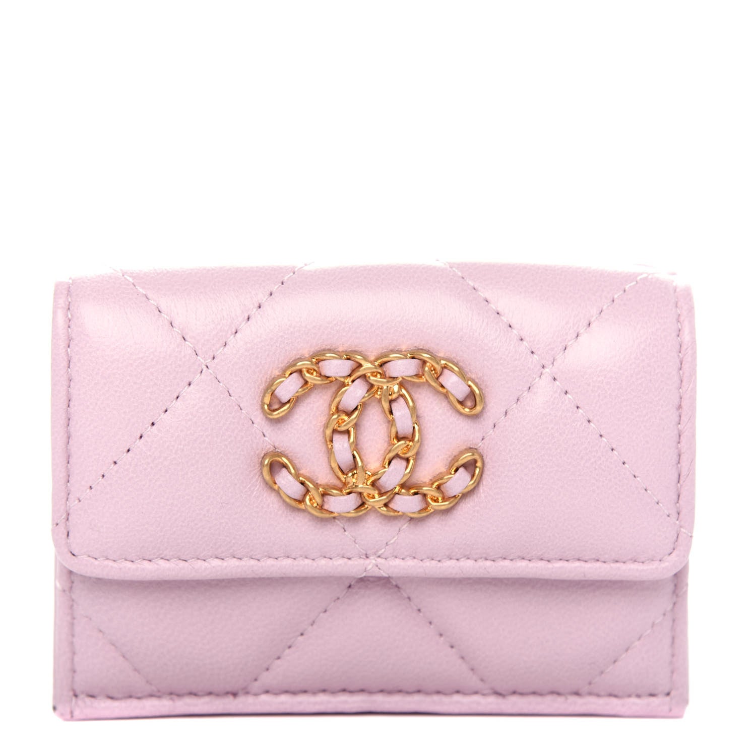 Chanel Goatskin Quilted Chanel 19 Flap Wallet Pink 1 of 9