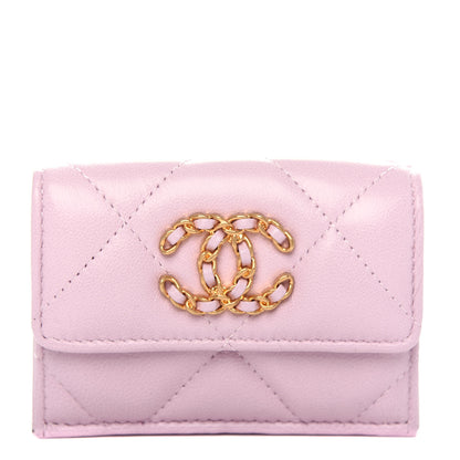 Chanel Goatskin Quilted Chanel 19 Flap Wallet Pink 1 of 9