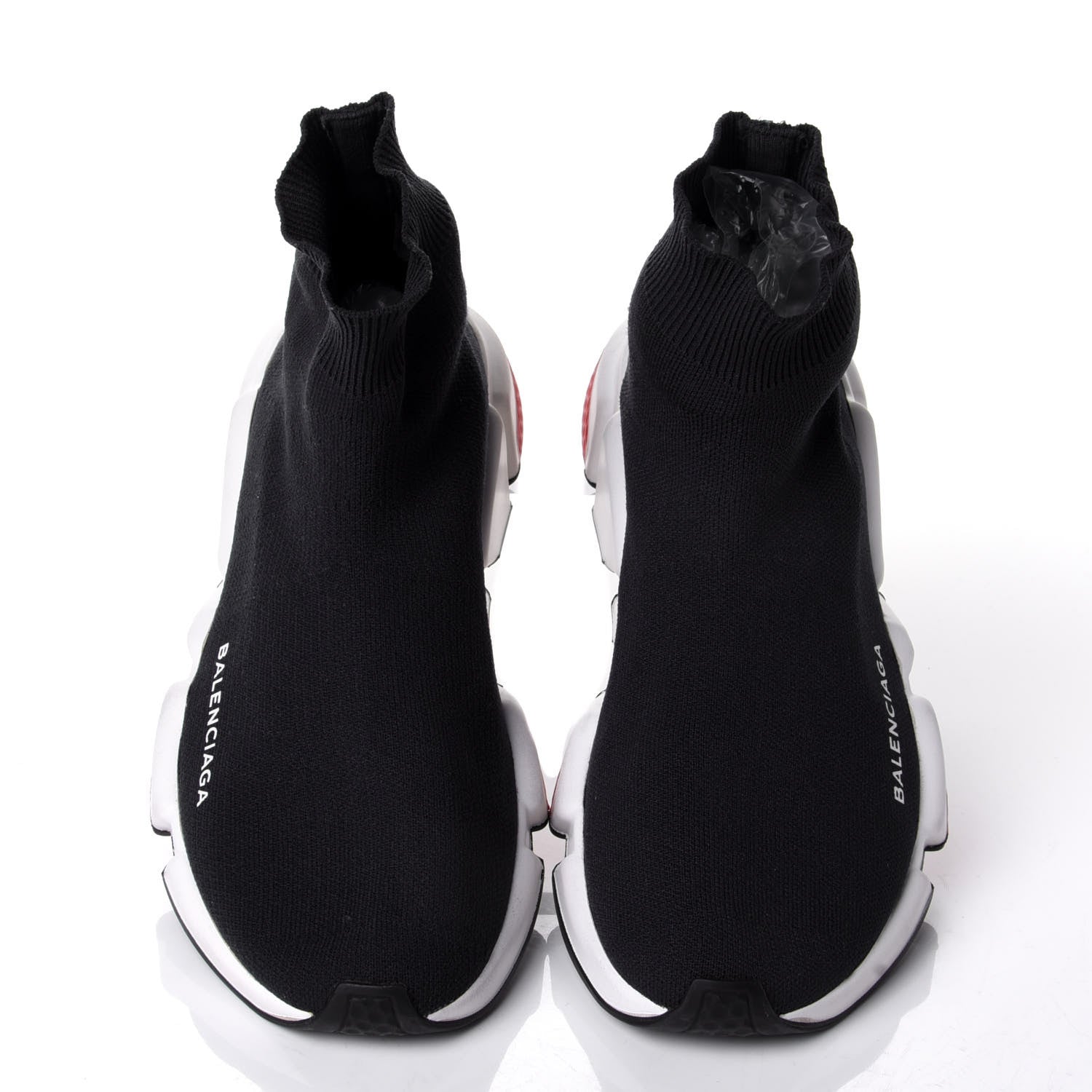 Balenciaga Neoprene Knit Womens Speed Sneakers 39 Black White Red 5 of 10