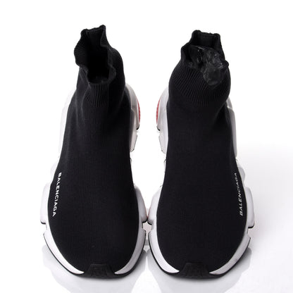 Balenciaga Neoprene Knit Womens Speed Sneakers 39 Black White Red 5 of 10