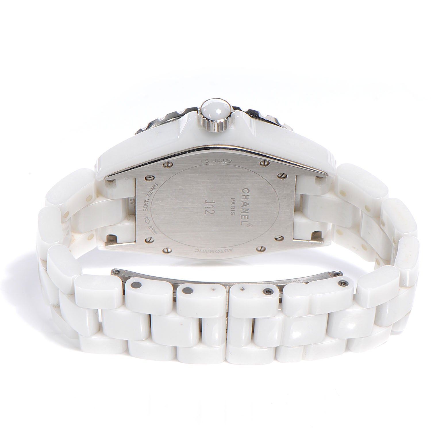 Chanel Stainless Steel Ceramic Diamond 38mm J12 Automatic Watch White 4 of 6