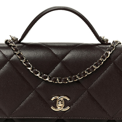 Chanel Shiny Caviar Quilted Turnlock Top Handle Wallet On Chain WOC Dark Brown 9 of 12