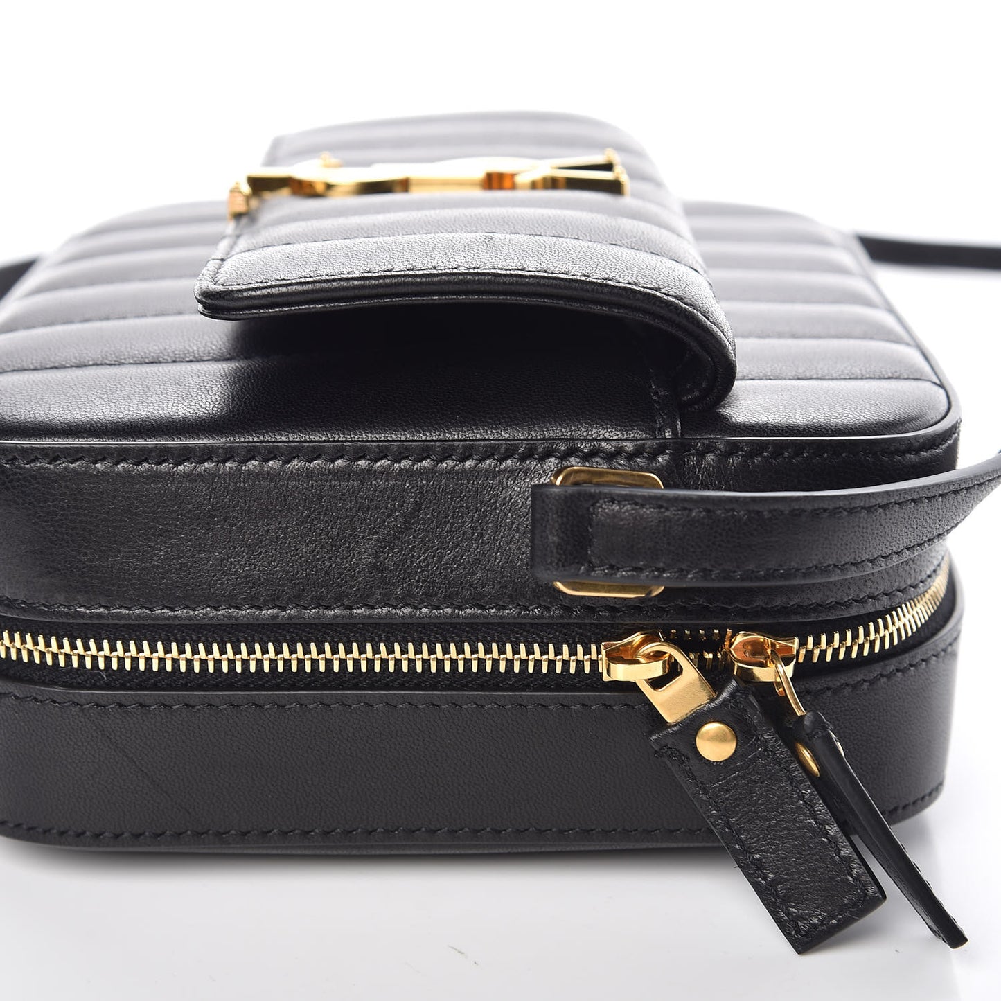 Lambskin Matelasse Monogram Vicky Camera Bag Black