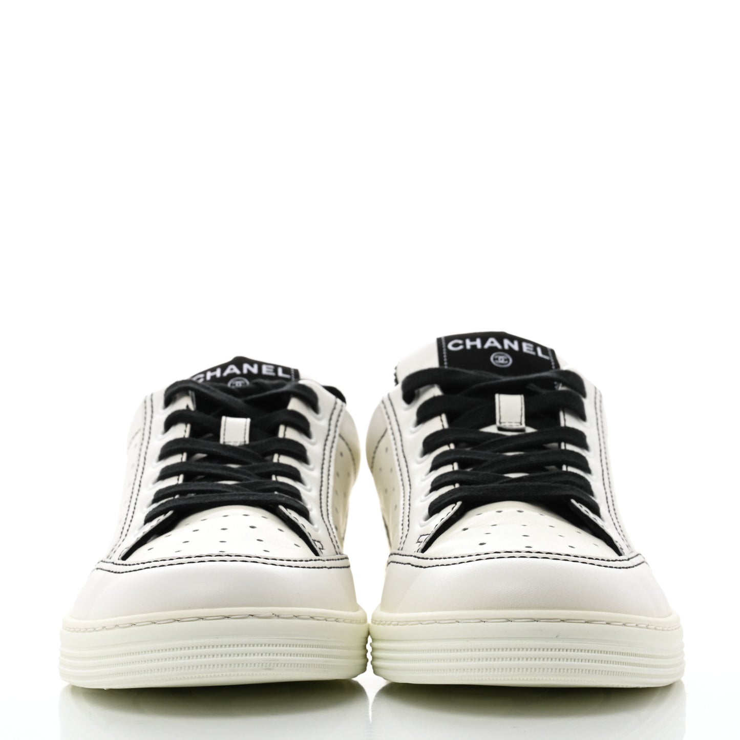 Calfskin Womens Logo Sneakers 39 White Black