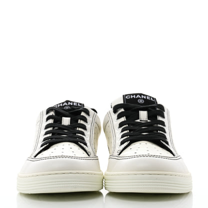 Chanel Calfskin Womens Logo Sneakers 39 White Black 2 of 9