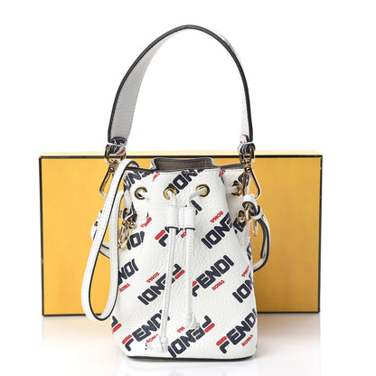 Fendi X FILA Vitello F is Fendi Mania Mini Mon Tresor Bucket Bag White 11 of 11