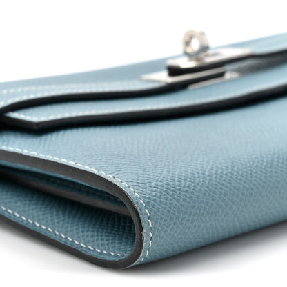Hermes Epsom Kelly Longue Wallet Blue Jean 10 of 13