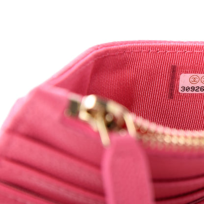 Chanel Caviar Quilted CC Zip Card Holder Pink 7 of 7