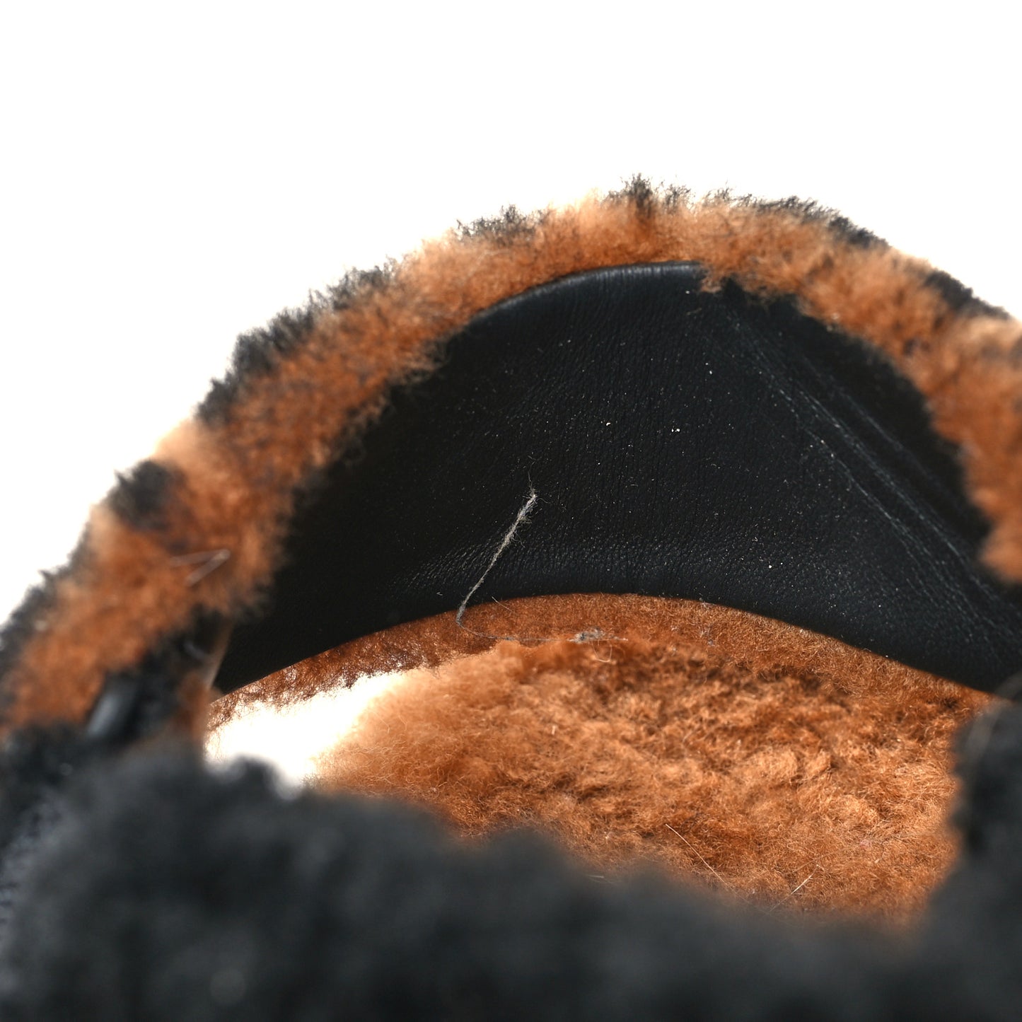 Shearling FF Fendi Feel Sandals 38 Tobacco Black