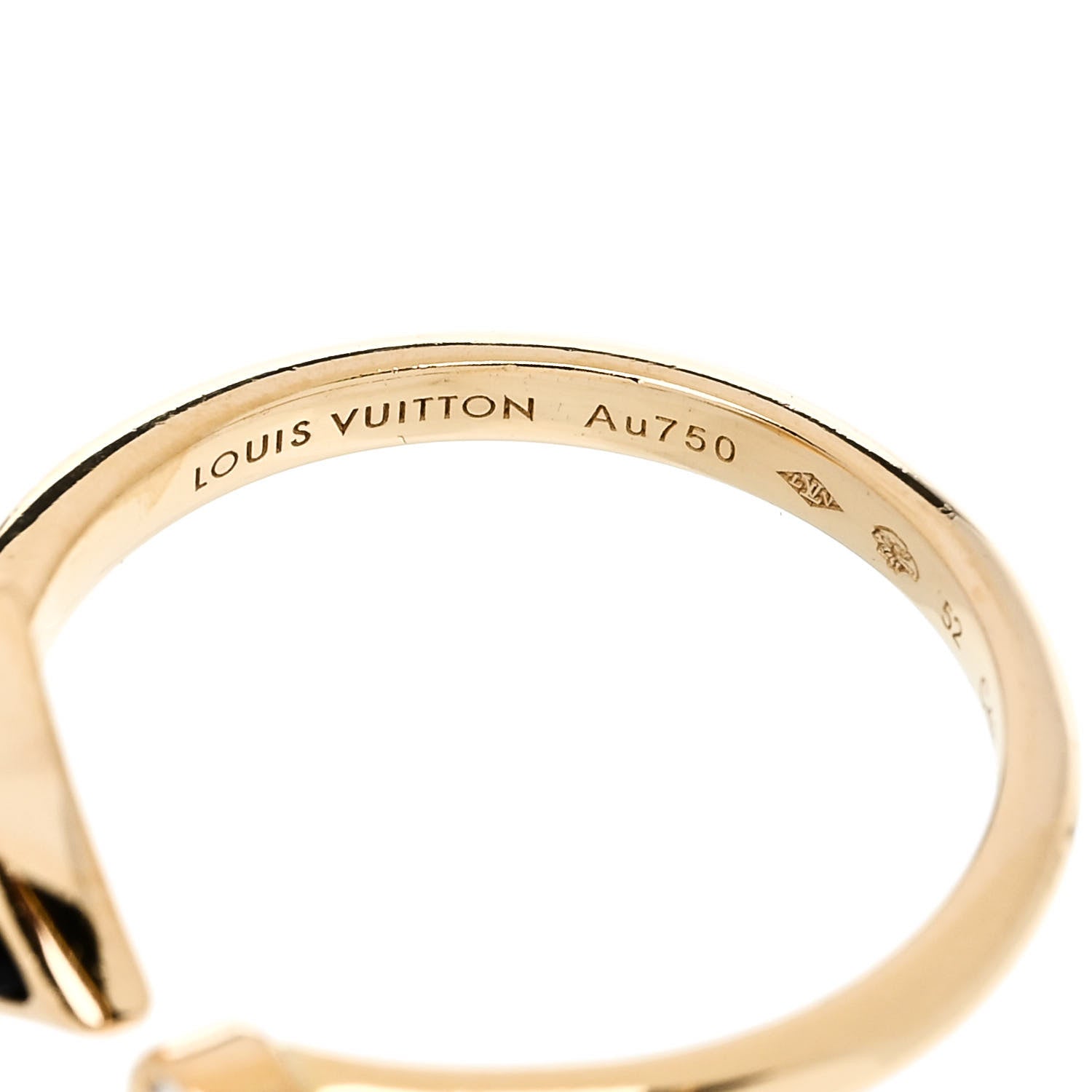 Louis Vuitton 18K Yellow Gold Diamond Black Onyx Mini Color Blossom Star Ring 52 6 4 of 5