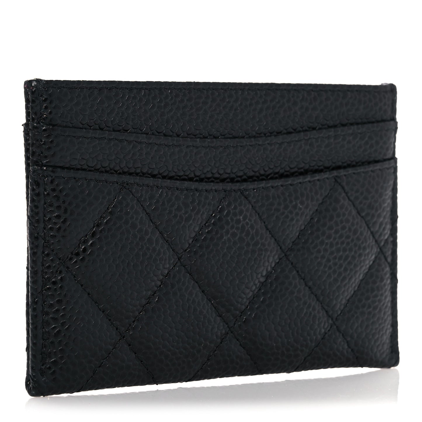 Caviar Quilted Card Holder Black