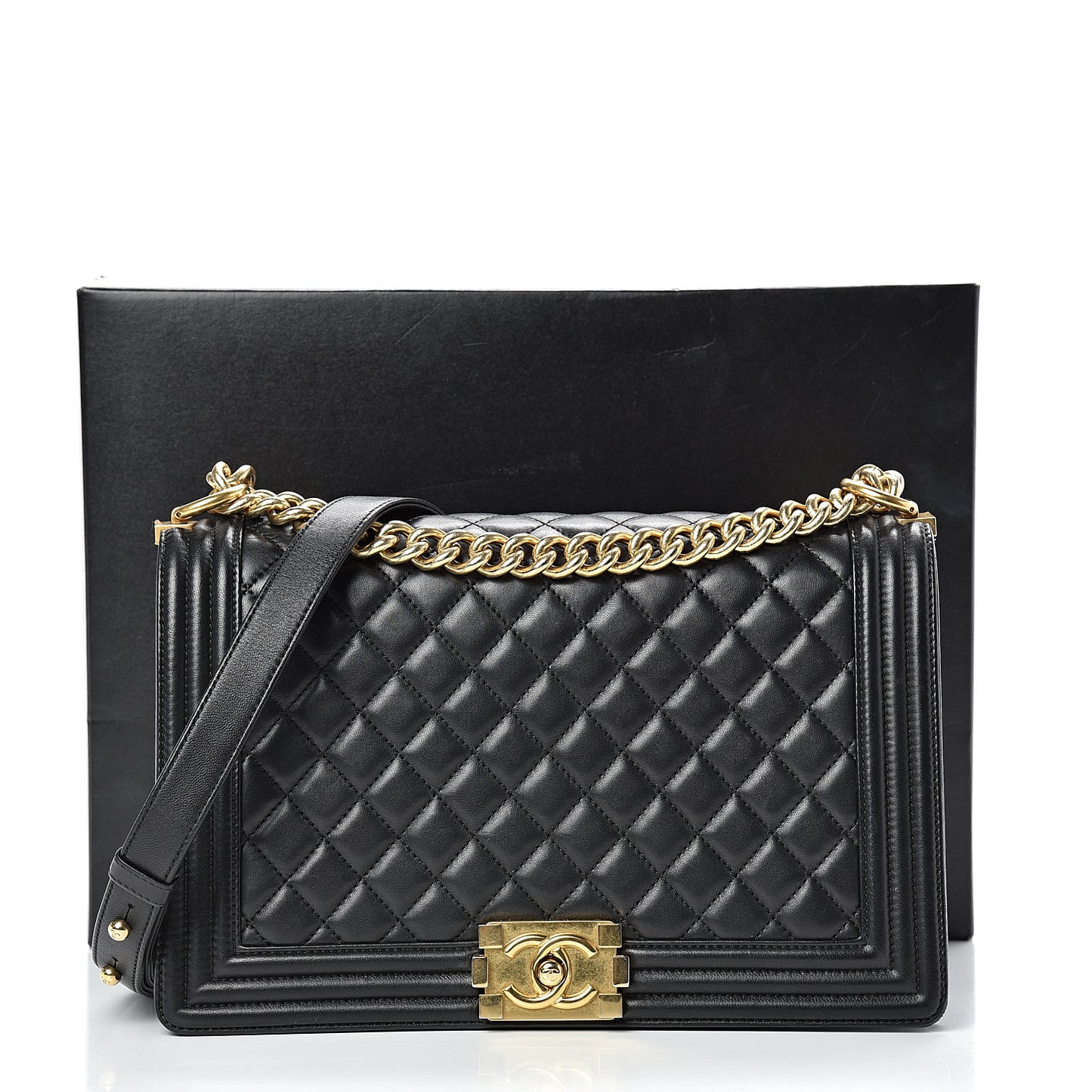 Lambskin Quilted New Medium Boy Flap Black