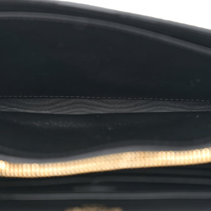Saint Laurent Calfskin Crocodile Embossed Monogram Chain Wallet Black 5 of 12
