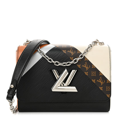Louis Vuitton Epi Monogram Tape Twist Shoulder Bag MM Black White Orange 1 of 15