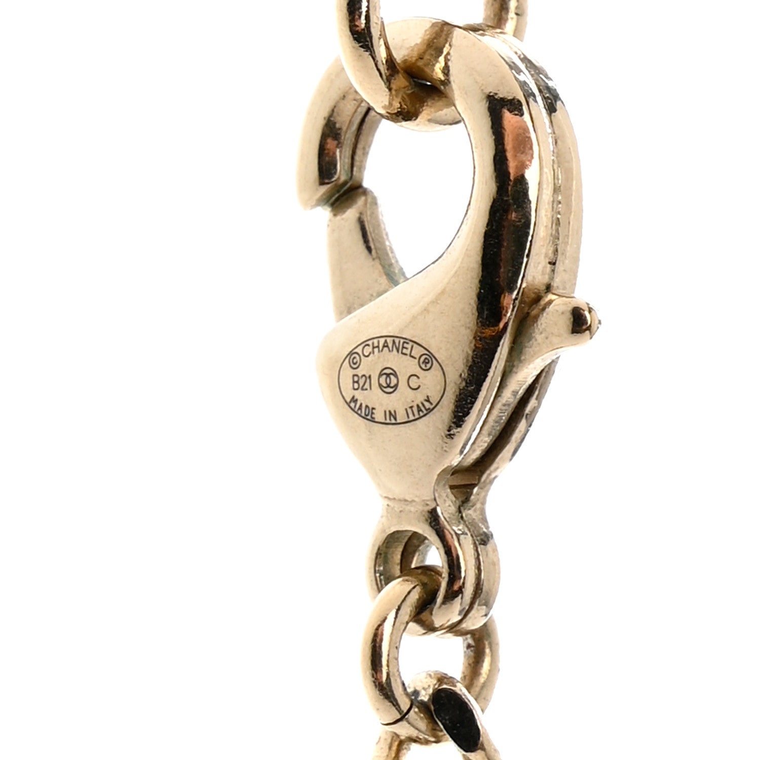 Chanel Crystal Dog Tag Charm Necklace Gold 5 of 7