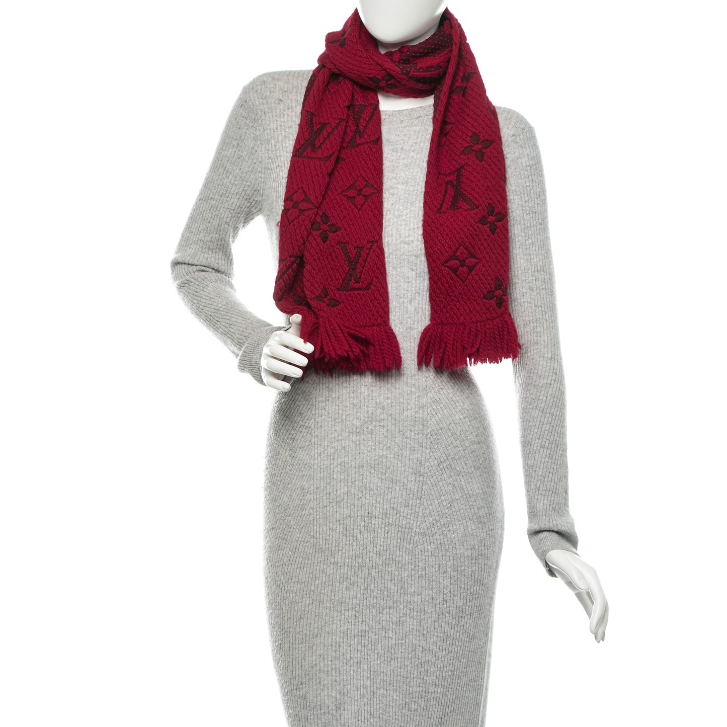 Wool Silk Logomania Scarf Rubis