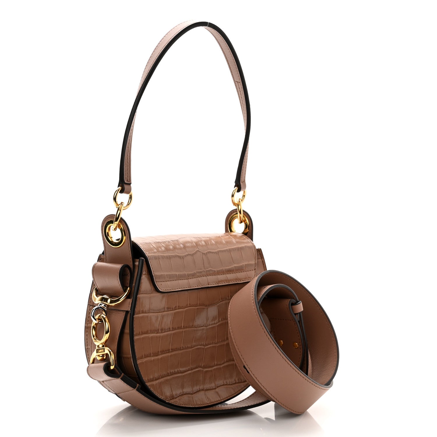 Chloe Calfskin Crocodile Embossed Small Tess Bag Woodrose 3 of 10