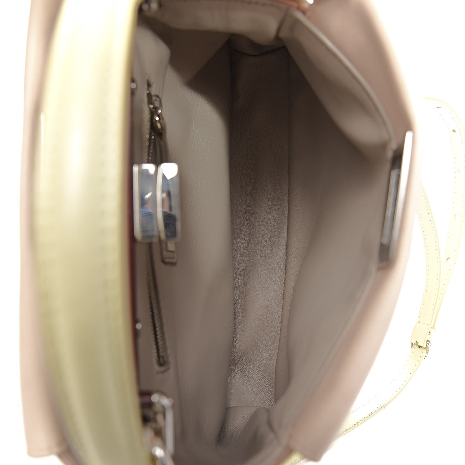 Fendi Nappa Colorblock Mini Peekaboo Iconic Satchel Plaster Banana Grigio Polvere 5 of 11