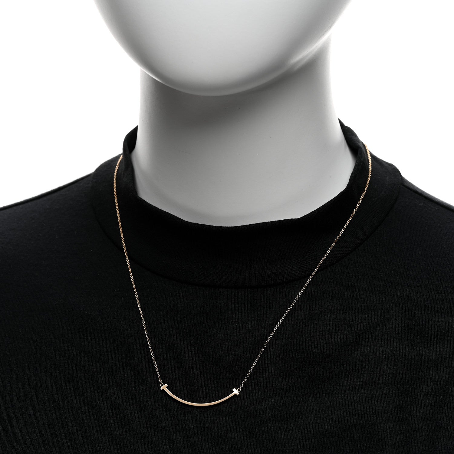 Tiffany 18K Rose Gold Small T Smile Pendant Necklace 2 of 6