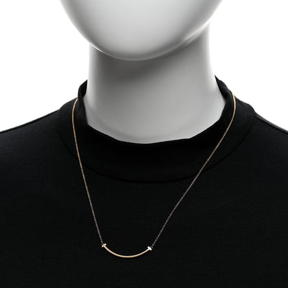 Tiffany 18K Rose Gold Small T Smile Pendant Necklace 2 of 6