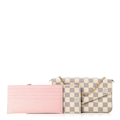Louis Vuitton Damier Azur Pochette Felicie Chain Wallet Rose Ballerine 2 of 9