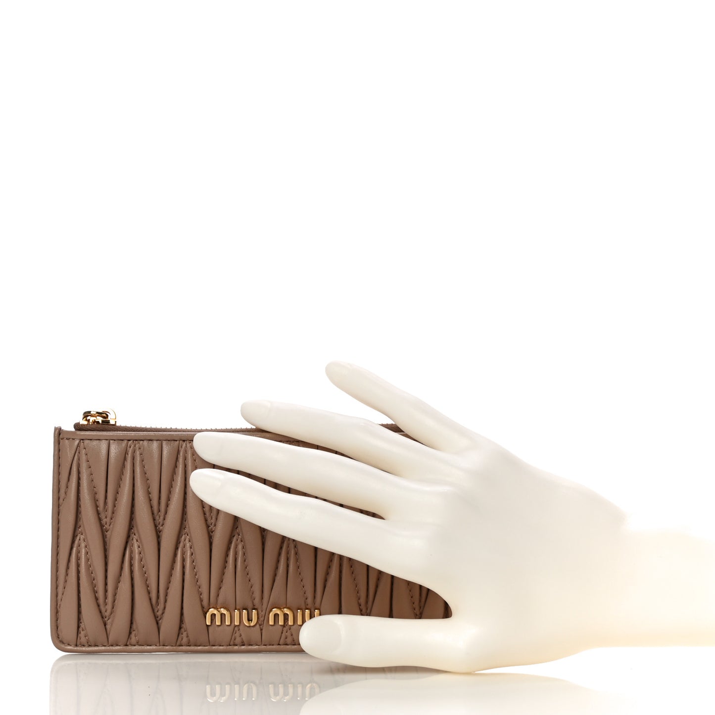 Nappa Matelasse Quilted Zip Card Case Cammeo