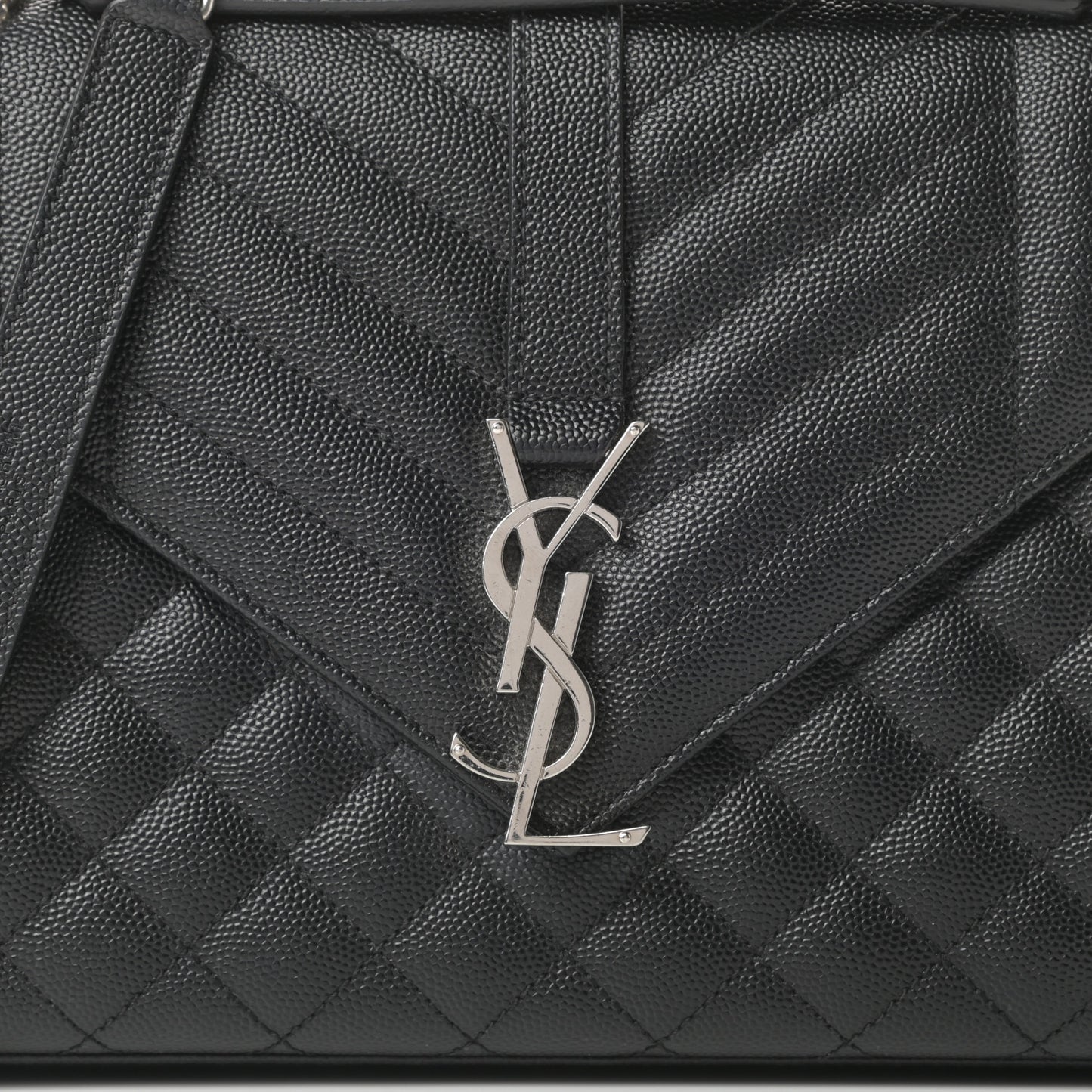 Grain De Poudre Textured Mixed Matelasse Triquilt Medium Monogram Satchel Black