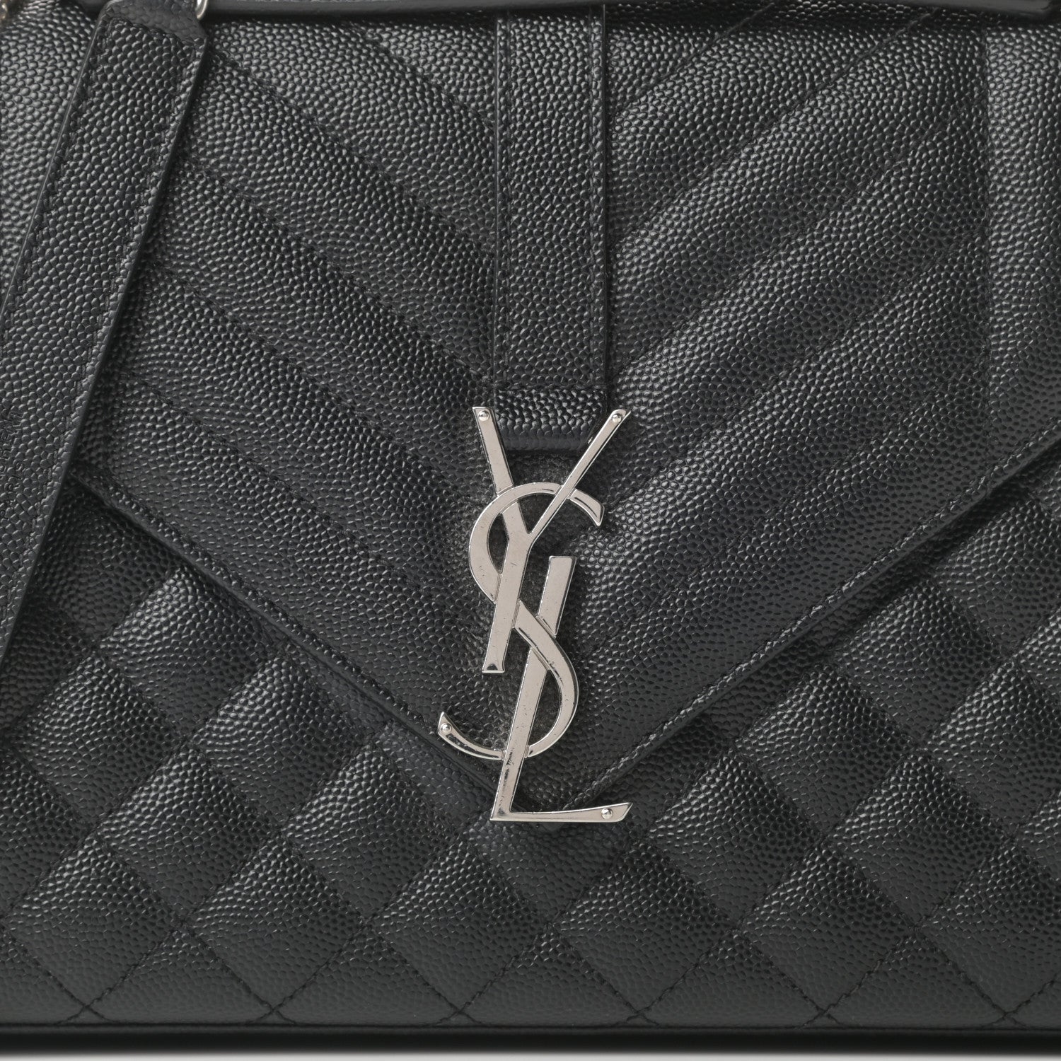 Saint Laurent Grain De Poudre Textured Mixed Matelasse Triquilt Medium Monogram Satchel Black 7 of 15