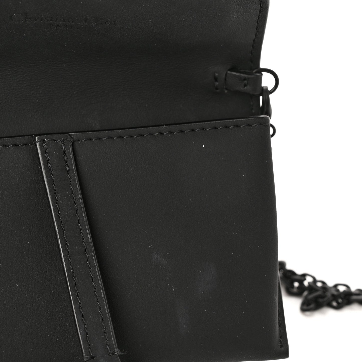 Ultra Matte Calfskin Nano Saddle Chain Pouch Black