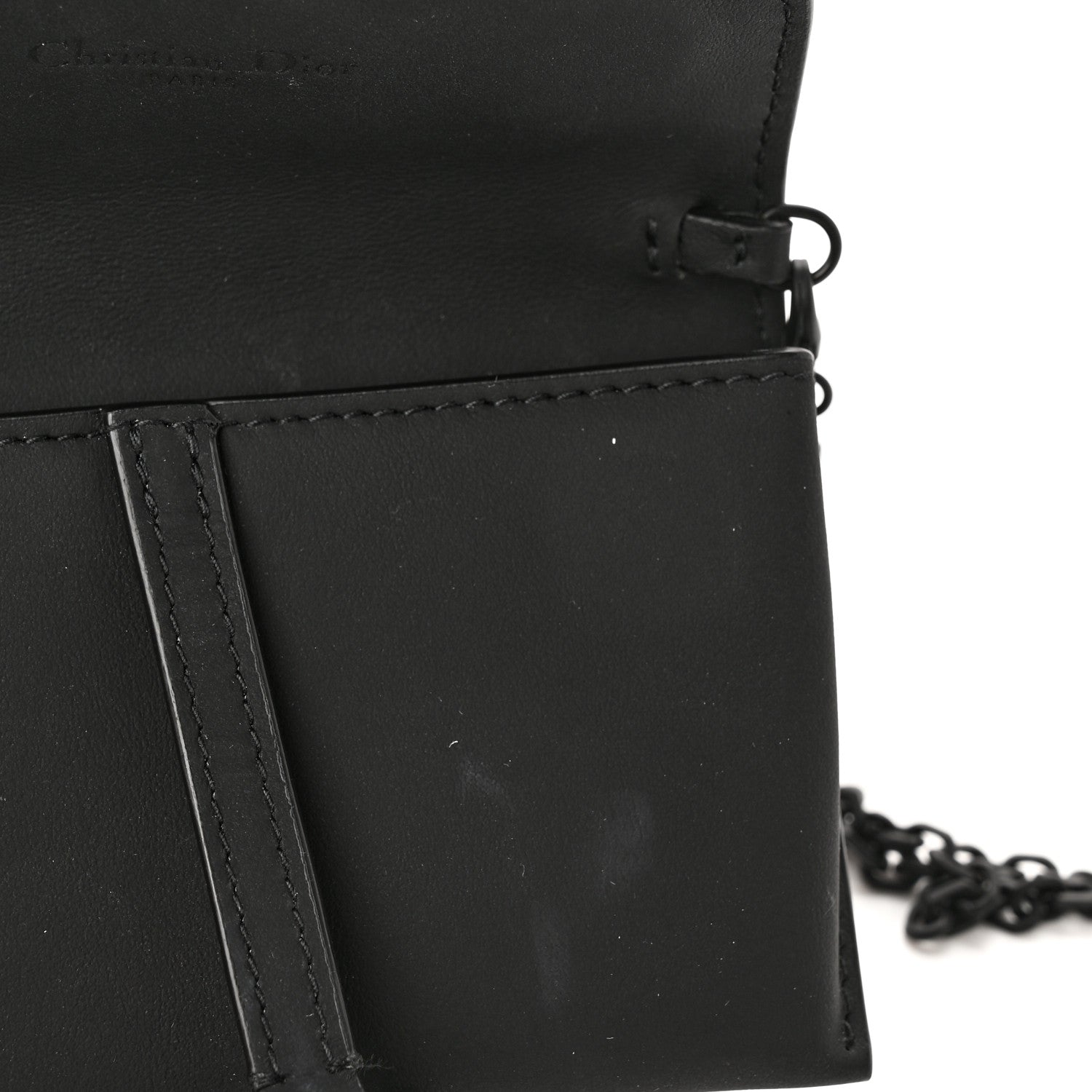 Christian Dior Ultra Matte Calfskin Nano Saddle Chain Pouch Black 9 of 9
