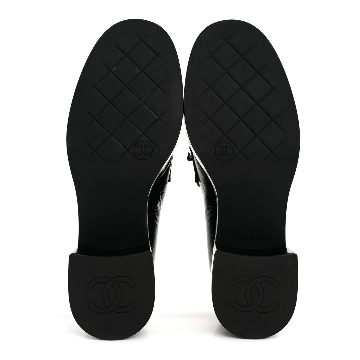 Shiny Calfskin Logo Loafers 37 Black