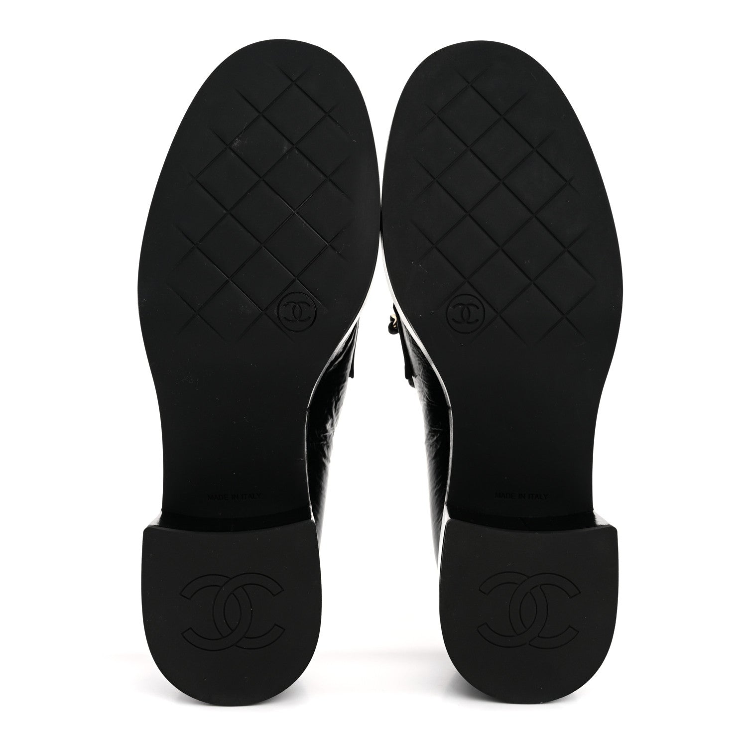 Chanel Shiny Calfskin Logo Loafers 37 Black 6 of 10