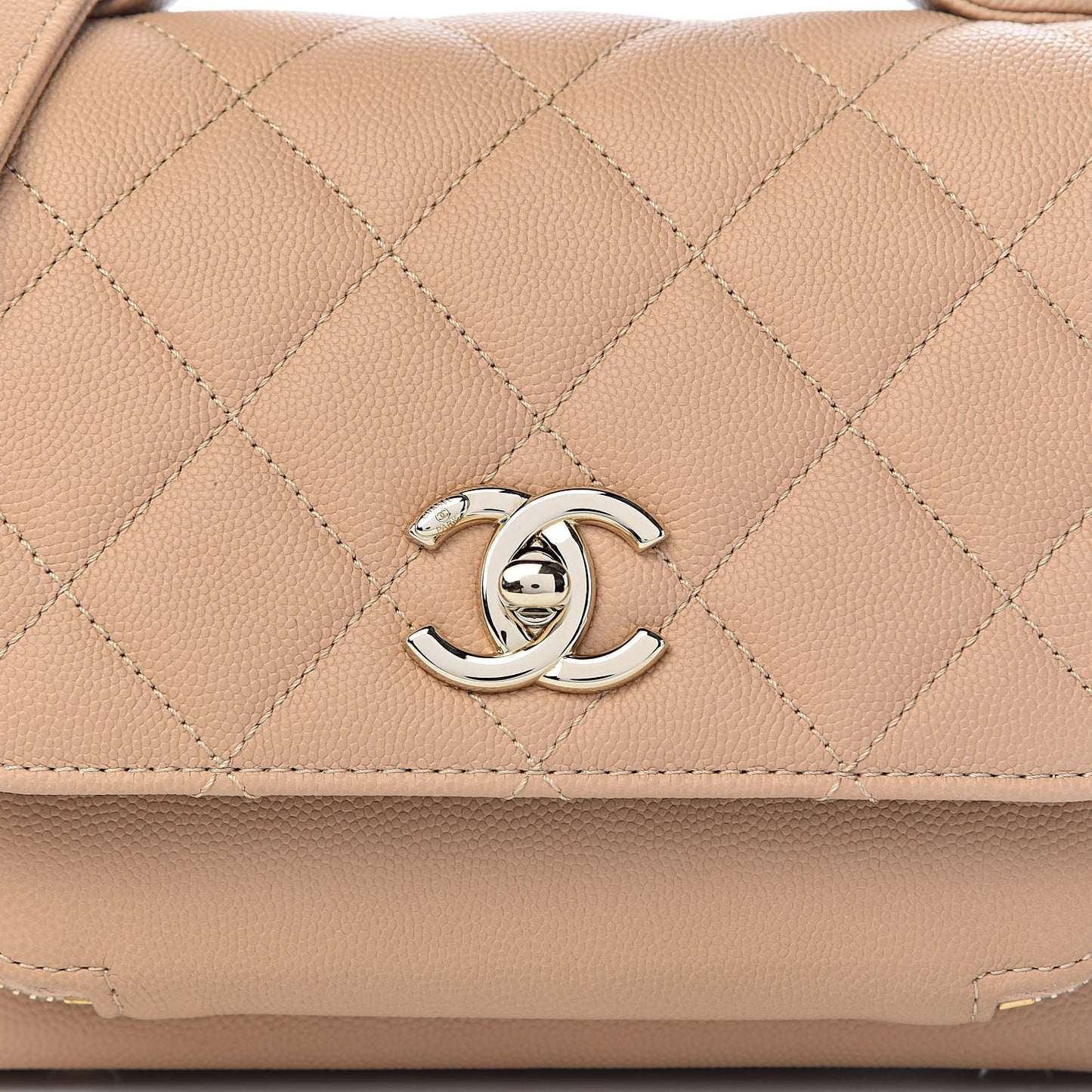 Caviar Quilted Small Business Affinity Flap Beige