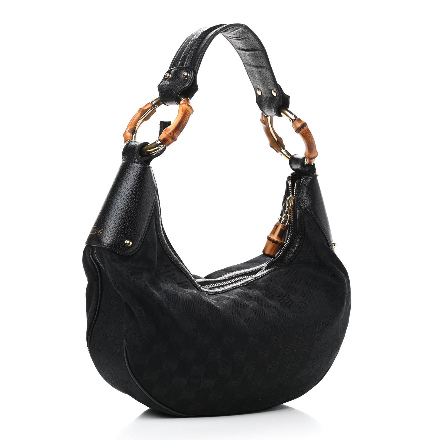 Gucci Monogram Bamboo Ring Hobo Black 3 of 14