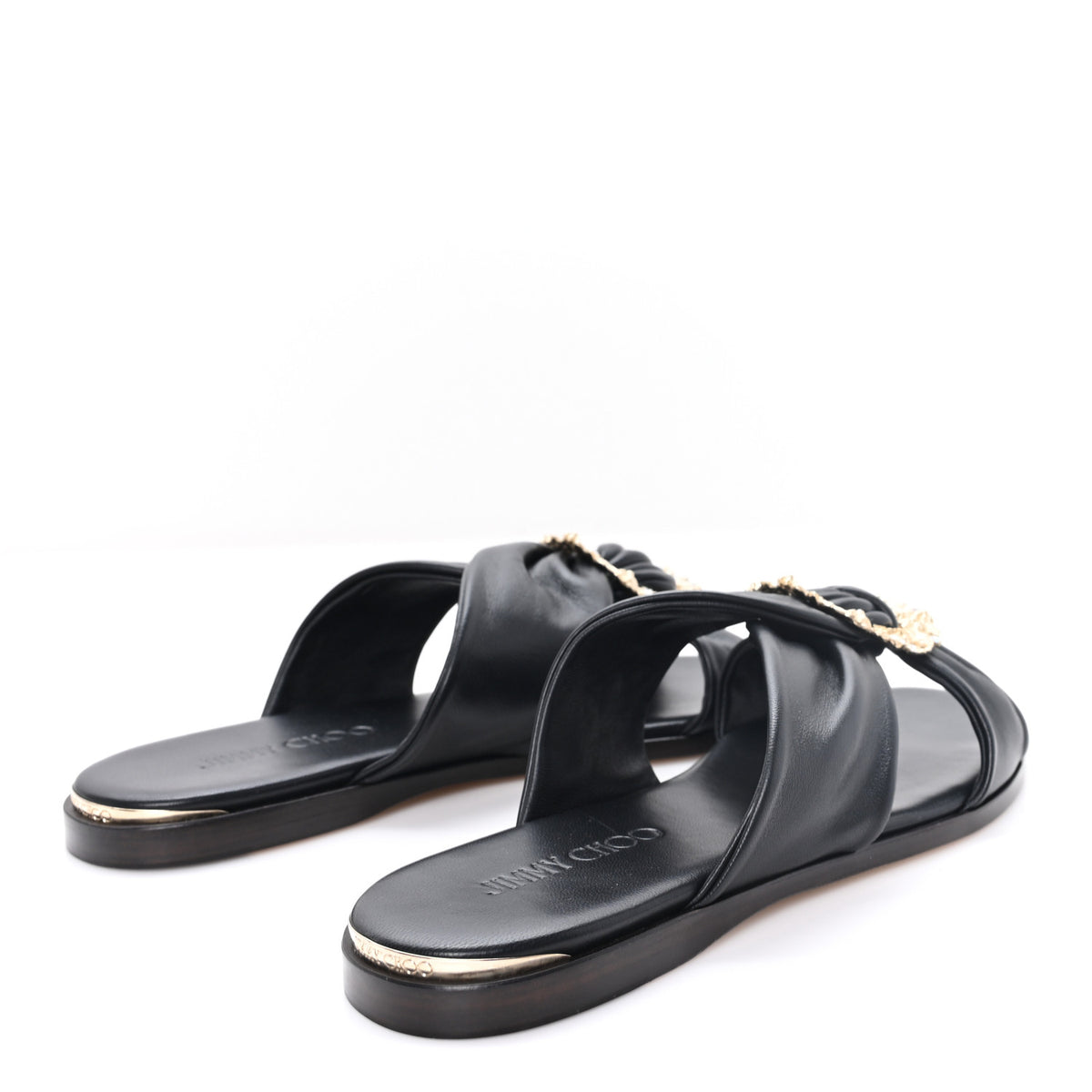 Jimmy Choo Crystal Nappa Neda Slide Sandals 39 Black 5 of 9