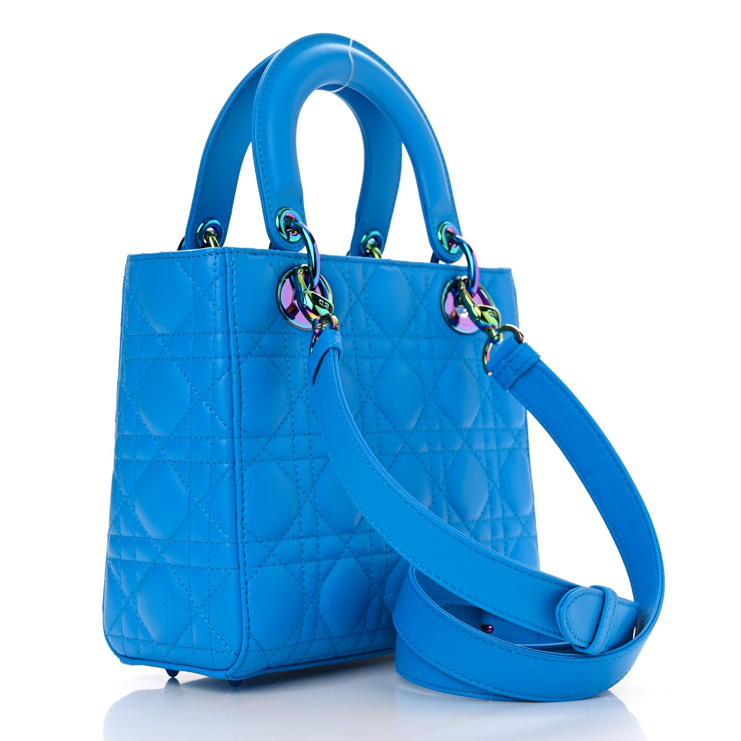 Lambskin Cannage Small Lady Dior Bright Blue