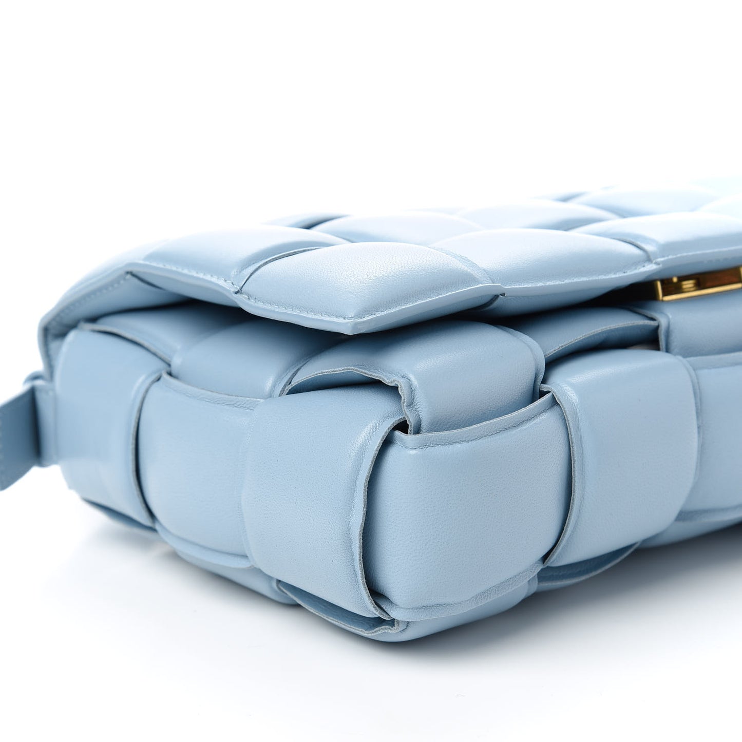Nappa Maxi Intreccio Padded Cassette Crossbody Bag Ice